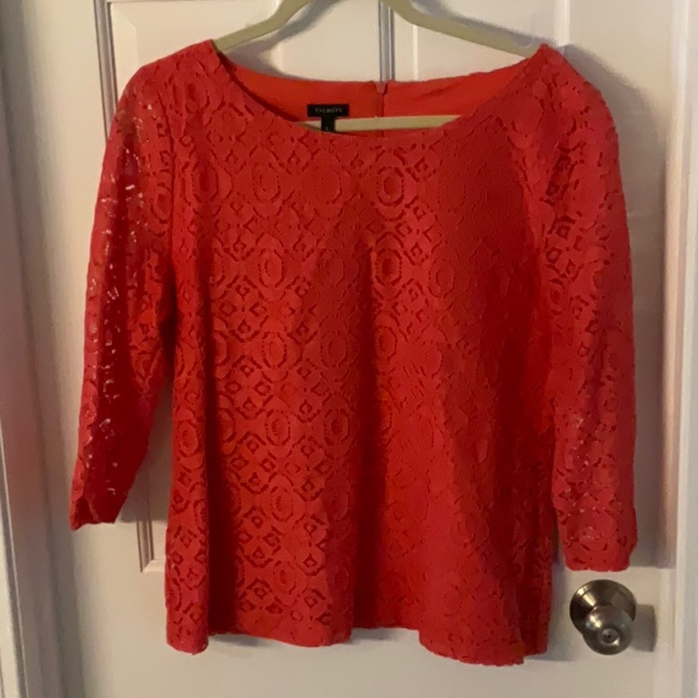 Talbots 3/4 sleeve coral top